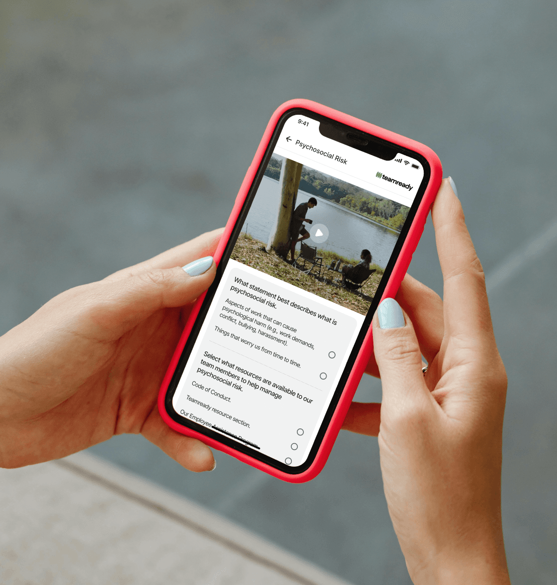 Learning module playing on a phone